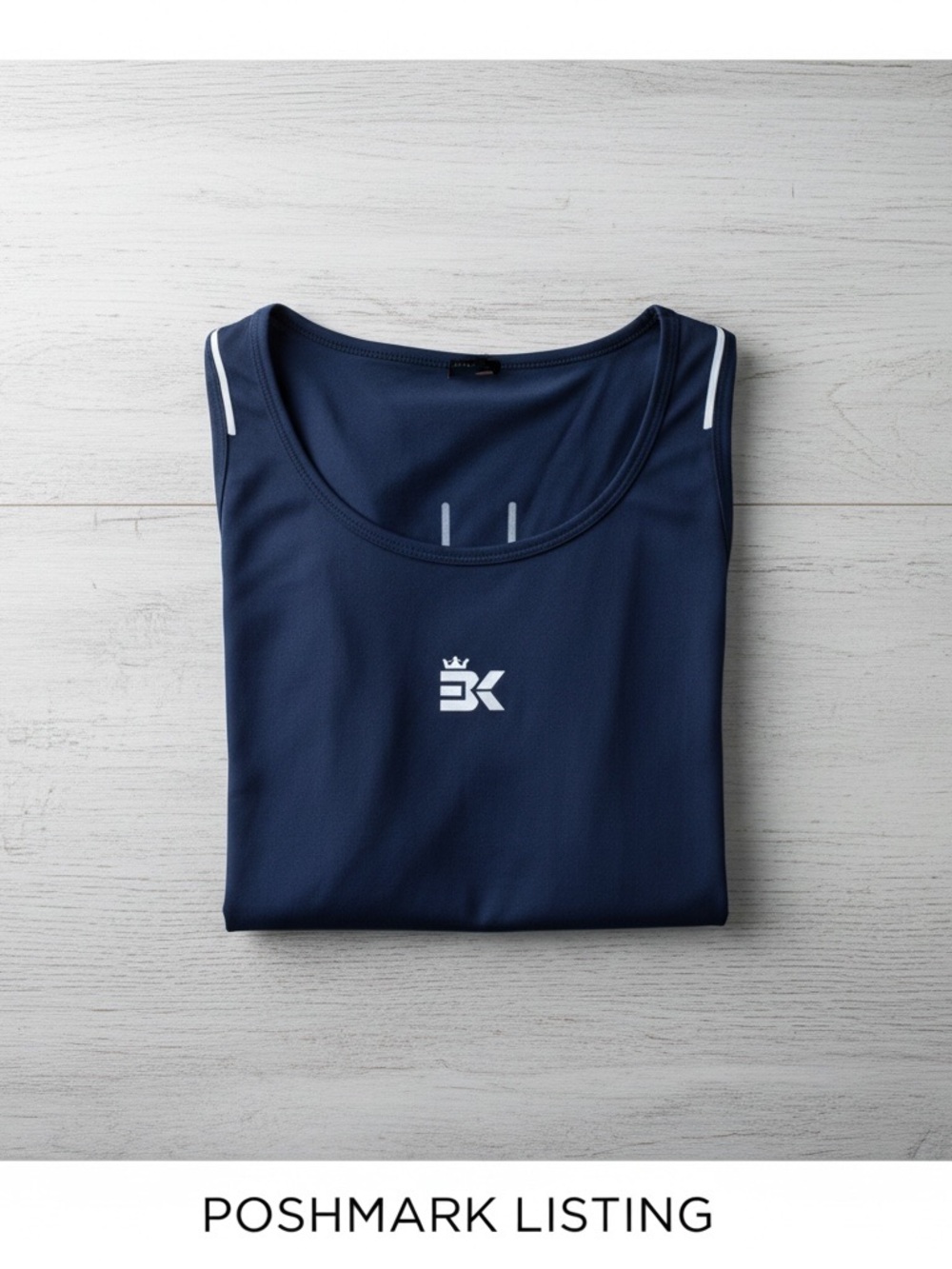 Broking BK Athletic Tank Top Navy Gray Performance Sleeveless Large